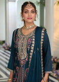 Gorgeous Turquoise Multi Embroidered Traditional Palazzo Suit - women's fashion mart