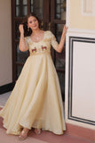 Gold Crush Beads Embroidered Work Crafted Designer Gown