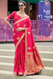 Crimson Pink Banarasi Handloom Saree - women's fashion mart