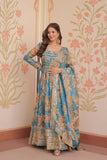 Elegance Digital Printed Embroidered Work Beautifully Gown With Dupatta
