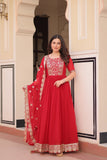 Embroidered Zari Sequins Work Festival Special Gown With Dupatta