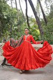 Beautiful Frill Stitching Designer Festival And Wedding Gown And Dupatta Set