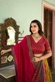 Kashmiri Printed Silk Lehenga Choli -WOMEN FASHION Pink women's fashion mart