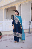 Designer Velvet Kurta Suit With Rich Zari And Thread Embroidery