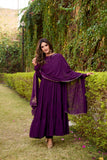 Ethereal Marble Refined Foil Work Anarkali Set With Flowing Dupatta