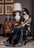 Phantom Black Patola Printed Satin Crepe Silk Saree