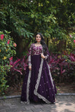 Traditional Elegance Anarkali Gown And Dupatta Set -WOMEN FASHION Rani Pink / S women's fashion mart
