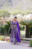 Jacquard With Sequins Embroidered Work Gown & Dupatta Set - women's fashion mart