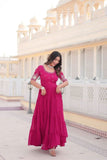 Embroidered Sequins Work Designer Women Gown -WOMEN FASHION Purple / M women's fashion mart