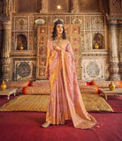 Elegant Dusty Pink Georgette Silk Saree -Saree Unstitched women's fashion mart