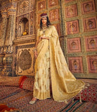 Captivating Designer Cream Georgette Silk Traditional Saree - women's fashion mart