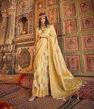 Captivating Cream Georgette Silk Saree -Saree Unstitched women's fashion mart