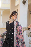 Beautiful Stylish designer Gown With Dupatta Set -WOMEN FASHION Sky Blue / M women's fashion mart