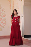Stunning Sequins Multi Tread Beads Embroidered Work Women Gown