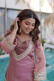Royal Mirror Work Kurti Palazzo Set For Women