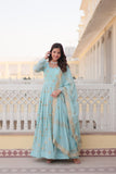 New Sequins Embroidery Work Anarkali Suit Set - women's fashion mart