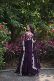 Traditional Elegance Anarkali Gown And Dupatta Set -WOMEN FASHION Rani Pink / S women's fashion mart