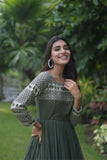 Elevate Style With Embroidery Zari Sequins-Work Designer Gowns -WOMEN FASHION Purple / M women's fashion mart