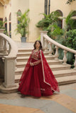 Amazing Festive Wear Faux Georgette Sequins Worked Gown - women's fashion mart