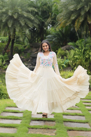 Gamthi Work Exclusive Navratri Cotton Gown - women's fashion mart