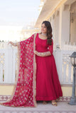 The Perfect Attractive Gown with Dupatta Set -WOMEN FASHION Wine / M women's fashion mart