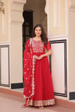 Embroidered Zari Sequins Work Festival Special Gown With Dupatta