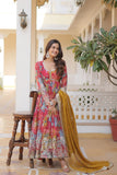 The Elegant Readymade Alia Cut Gown with Dupatta Set