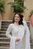 Georgette Sequins Thread Embroidered Work Women Suit Set - women's fashion mart
