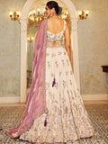 Beige Color Golden Sequined Using Thread,Coding & Zarkans Embroidered Viscos Semi-Stitched Lehenga choli with Contrast Dupatta  women's fashion mart