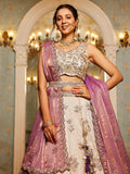 Beige Color Golden Sequined Using Thread,Coding & Zarkans Embroidered Viscos Semi-Stitched Lehenga choli with Contrast Dupatta  women's fashion mart
