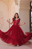 Stunning Sequins Multi Tread Beads Embroidered Work Women Gown