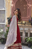 Traditional Maroon Embroidery Sequins Work Anarkali Suit Set