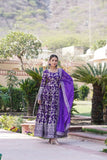Jacquard With Sequins Embroidered Work Gown & Dupatta Set - women's fashion mart