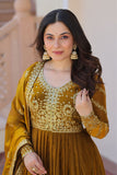 Designer Sequins Multi Embroidered Work Women Gown With Dupatta