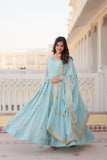 New Sequins Embroidery Work Anarkali Suit Set - women's fashion mart