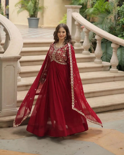Amazing Festive Wear Faux Georgette Sequins Worked Gown - women's fashion mart
