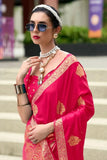 Crimson Pink Banarasi Handloom Saree - women's fashion mart