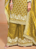 Mesmerizing Mustard Crush Embroidered Work Palazzo Suit - women's fashion mart
