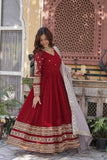 Traditional Maroon Embroidery Sequins Work Anarkali Suit Set