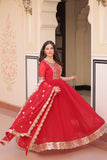 Embroidered Zari Sequins Work Festival Special Gown With Dupatta