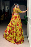 Floral Marble Print Lehenga Choli Set For Women