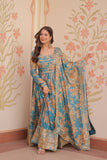 Elegance Digital Printed Embroidered Work Beautifully Gown With Dupatta