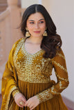 Designer Sequins Multi Embroidered Work Women Gown With Dupatta