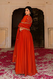 Radiant Orange Georgette Anarkali With Intricate Embroidered Detailing