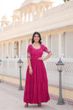 Embroidered Sequins Work Designer Women Gown - women's fashion mart