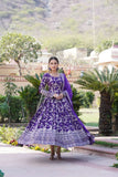 Jacquard With Sequins Embroidered Work Gown & Dupatta Set - women's fashion mart