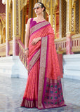 Camellia Pink Woven Banarasi Patola Silk Saree