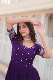 Embroidered Sequins Work Designer Women Gown - women's fashion mart