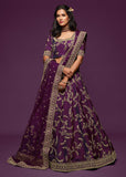 Royal Purple Georgette Embroidered Lehenga With Net Dupatta