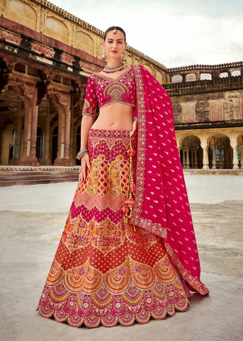 Bridal Pink Banarasi Silk Embroidered Designer Lehenga